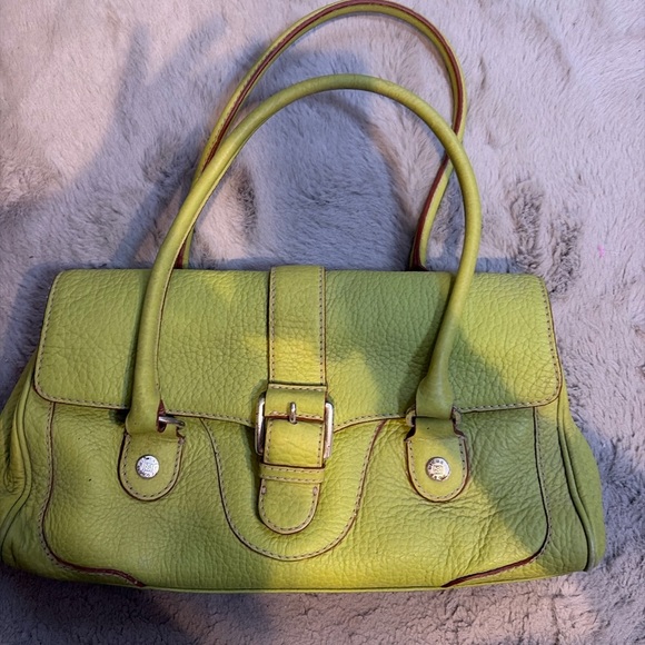 Michael Kors Green Pebbled Leather Satchel Handbag Purse - Picture 1 of 6